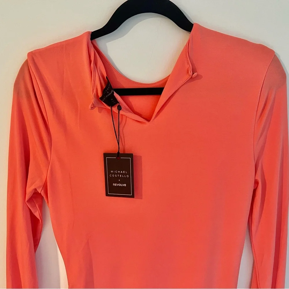 Michael Costello Molly Mini Dress in Coral - Picture 5 of 10